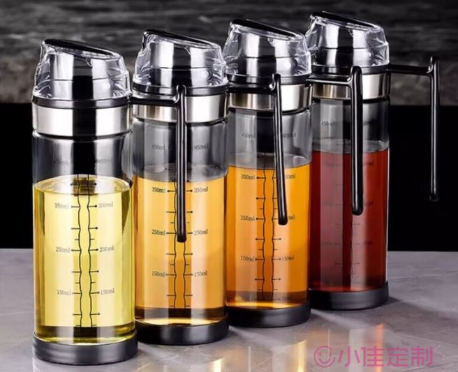 优勤（YOUQIN）玻璃油壶防漏油瓶厨房家用油壸自动开合调料不挂油酱油大容量油罐 【八件套】450ML油壶*4+调料罐*4